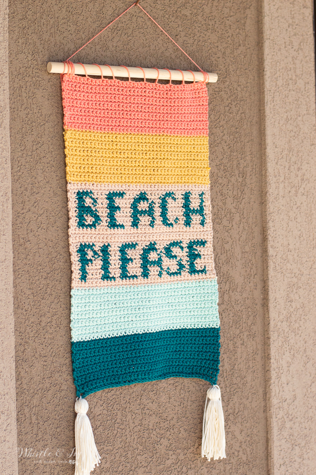 beachy crochet wall hanging crochet pattern crochet modern decor for summer and spring 