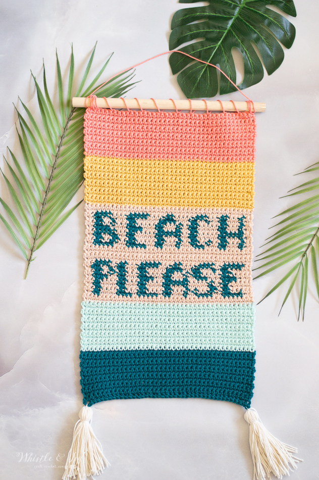 Summer Crochet Wall Hanging “Beach Please”  – CROCHET PATTERN