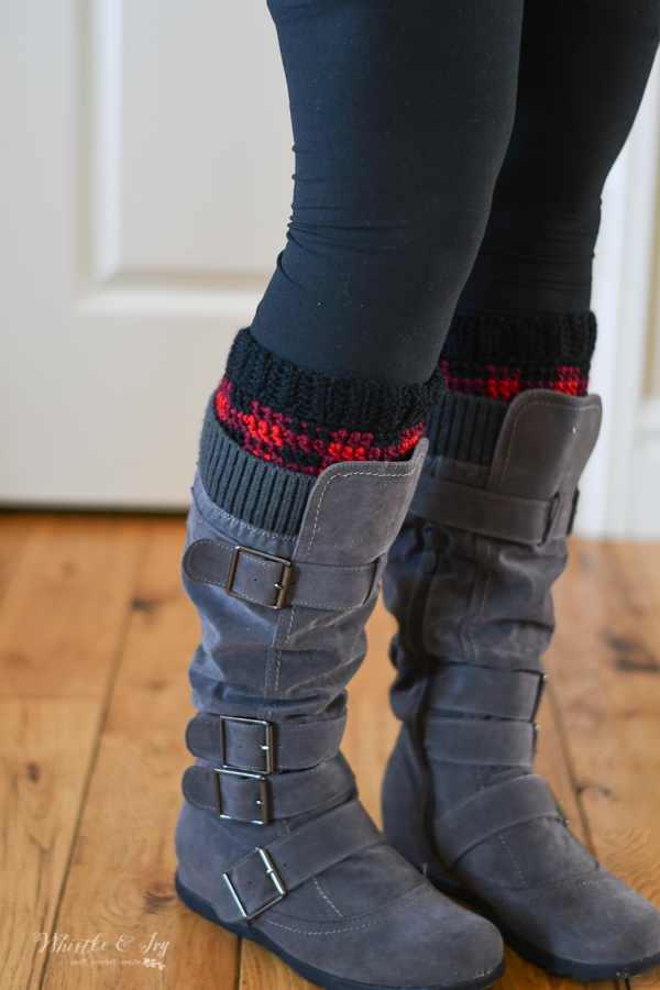 Crochet Plaid Boot Cuffs – Free Crochet Pattern