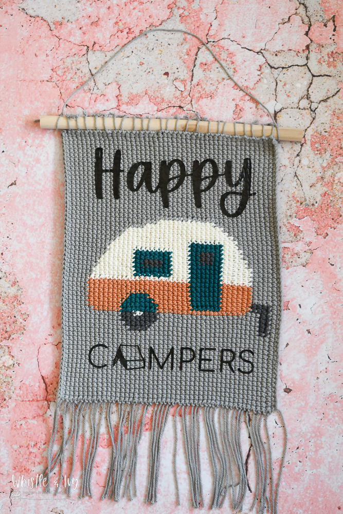 Happy Camper Summer Crochet Wall Hanging – perfect warm weather wall decor to make today