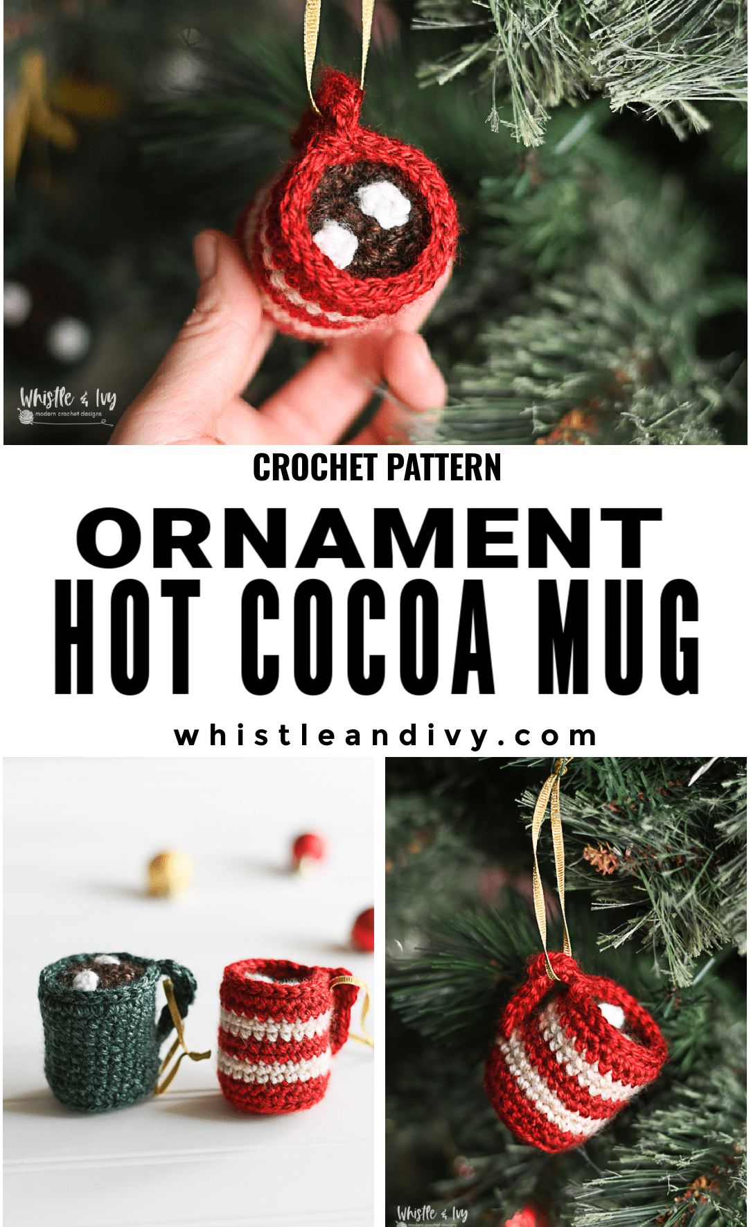 crochet hot cocoa mug ornaments crochet pattern cute christmas handmade diy crochet ornament 