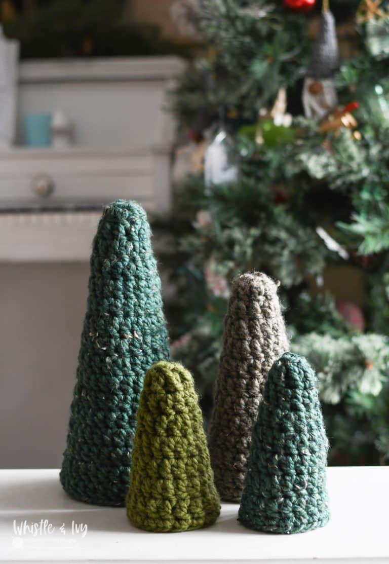 Happy Rustic Crochet Evergreen Trees – an Easy Beginner Crochet Pattern