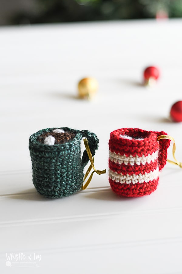 cute crochet ornament hot cocoa hot chocolate mug with marshmallows christmas tree ornament 