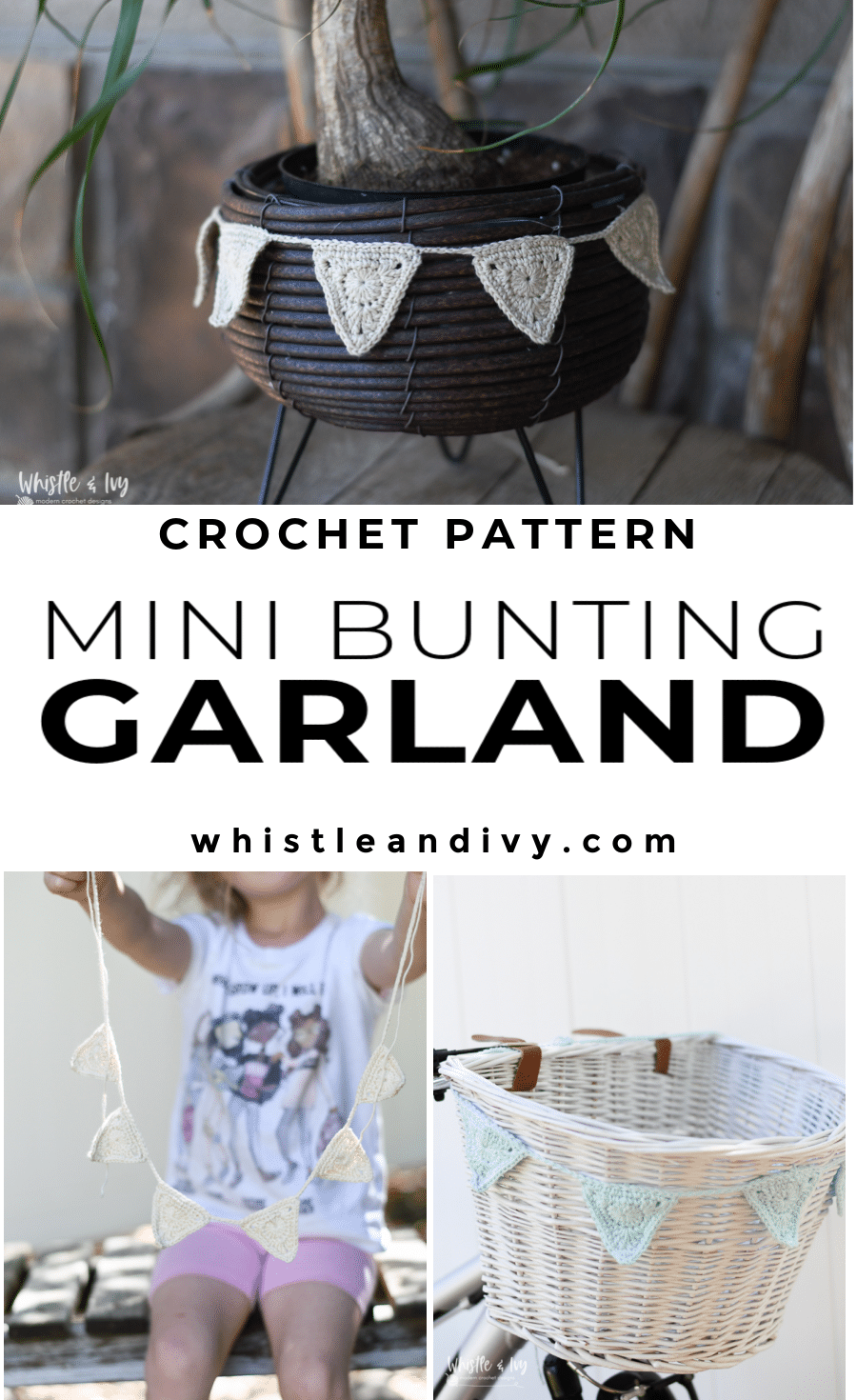 cute mini crochet garland bunting easy crochet pattern 