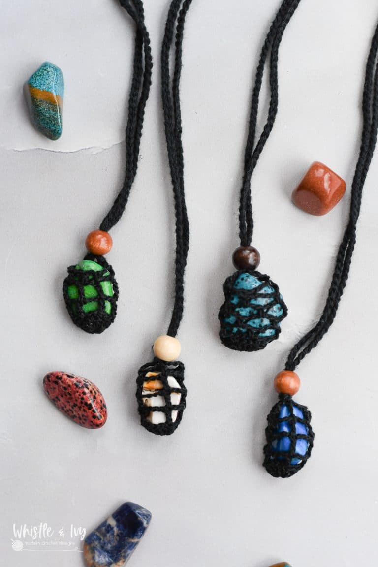 Easy and Quick Crochet Gem Keeper Necklaces for Rock Lovers – Crochet Pattern