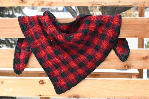 crochet plaid triangle scarf crochet pattern chunky crochet shawl accessory
