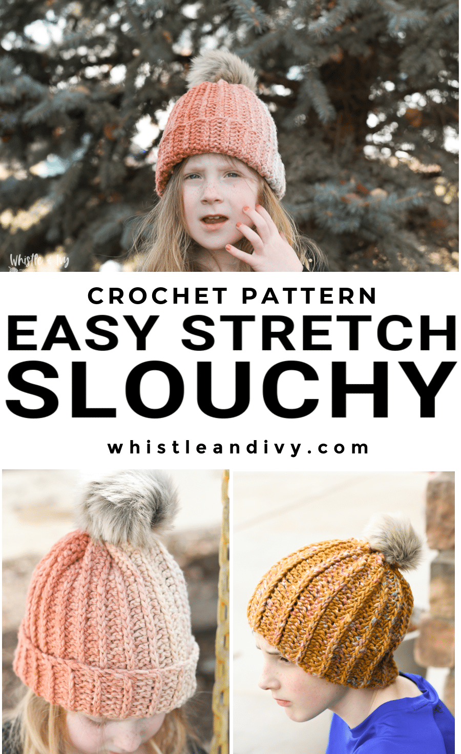 easy ribbed crochet hat pattern for beginners with lots of sizes, use any yarn to make this hat