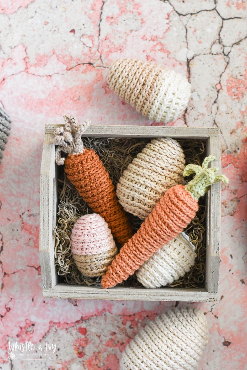Rustic Modern Crochet Eggs and Carrots – Crochet Pattern