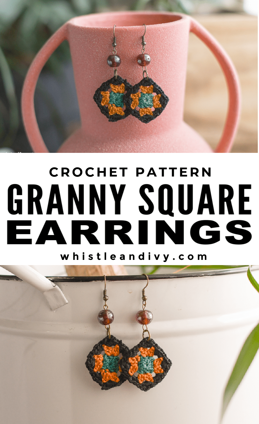 free granny square earrings crochet pattern with embroidery floss