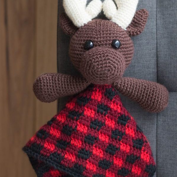 crochet pattern moose lovey with moose blanket for baby